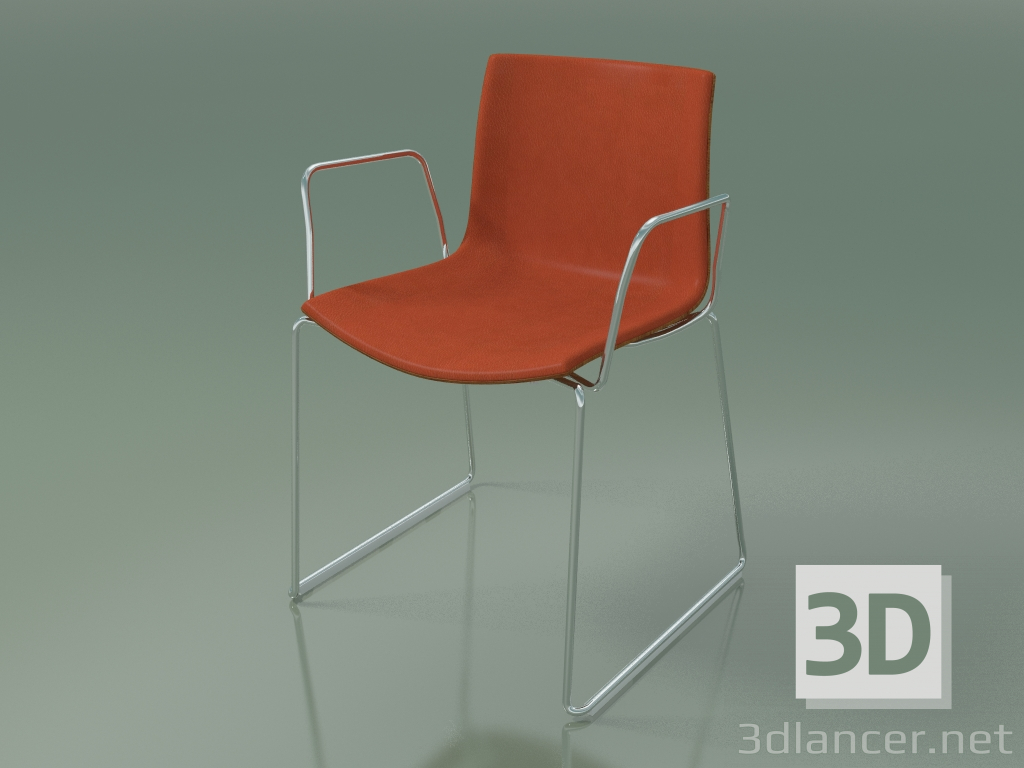 modèle 3D Chaise 0326 (sur rails avec accoudoirs, avec garniture avant, effet teck) - preview