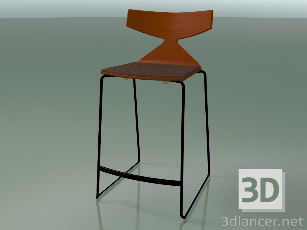 3D Modell Stapelbarer Barhocker 3712 (mit Kissen, Orange, V39) - Vorschau
