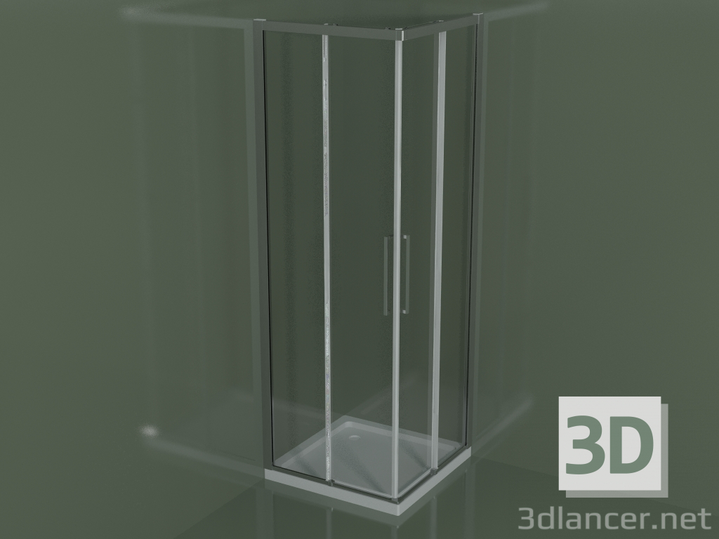 modello 3D Cabina doccia ZA + ZA 70 con porta scorrevole per piatti doccia angolari - anteprima