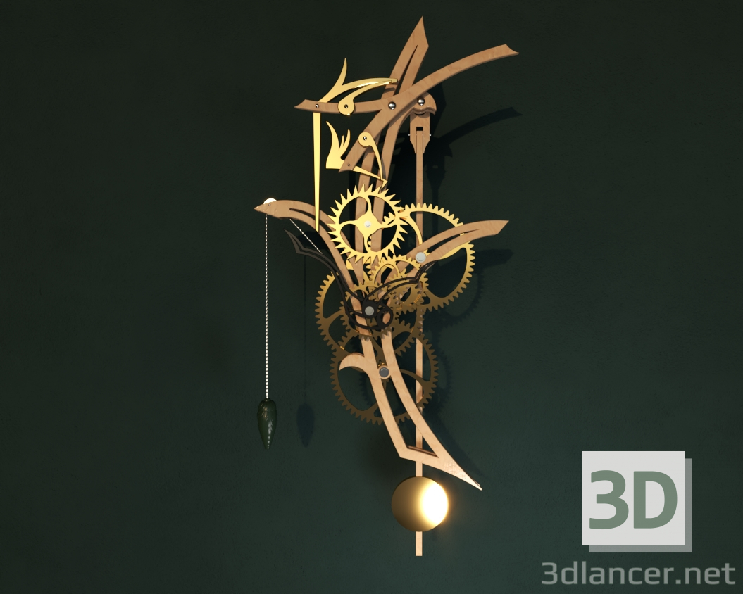 3d Wall clock art model buy - render