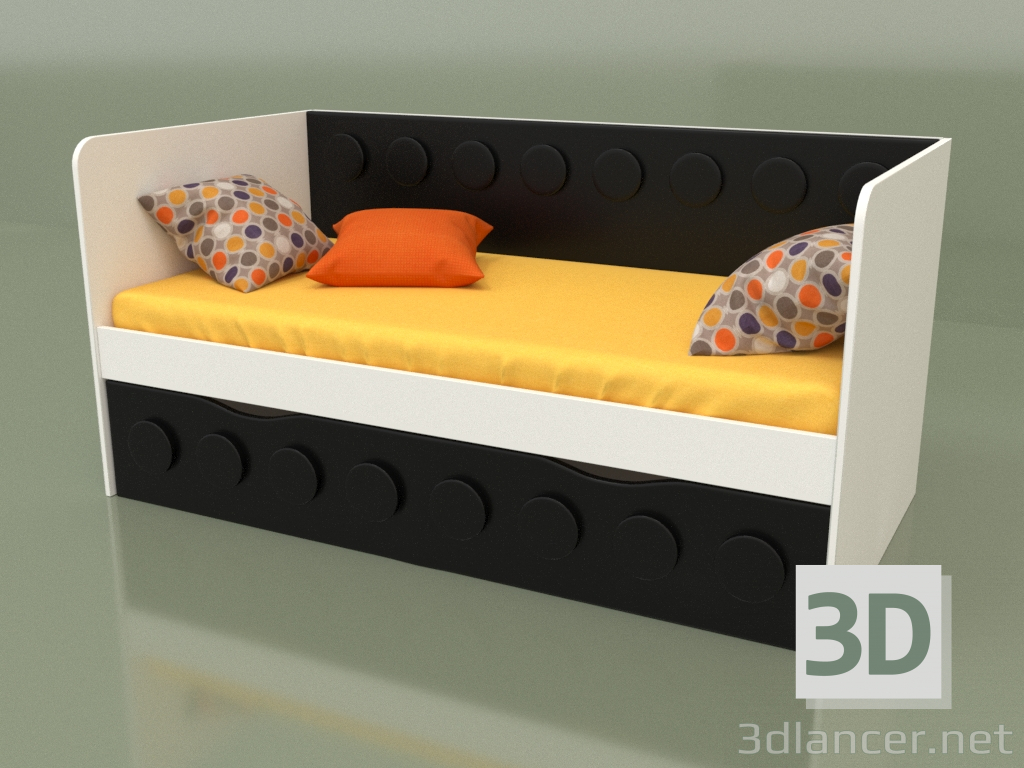 3D Modell Schlafsofa für Kinder mit 1 Schublade (Schwarz) - Vorschau