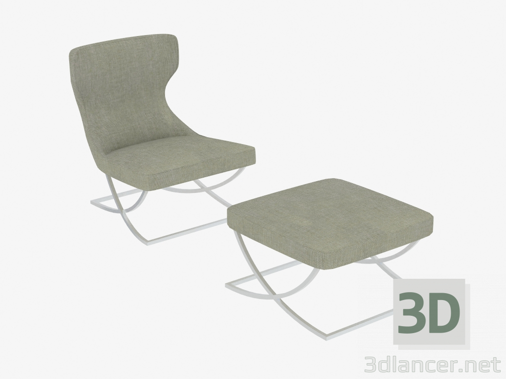 Modelo 3d Кресло с пуфом Paloma - preview