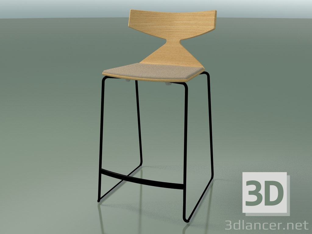 3D Modell Stapelbarer Barhocker 3712 (mit Kissen, natürliche Eiche, V39) - Vorschau