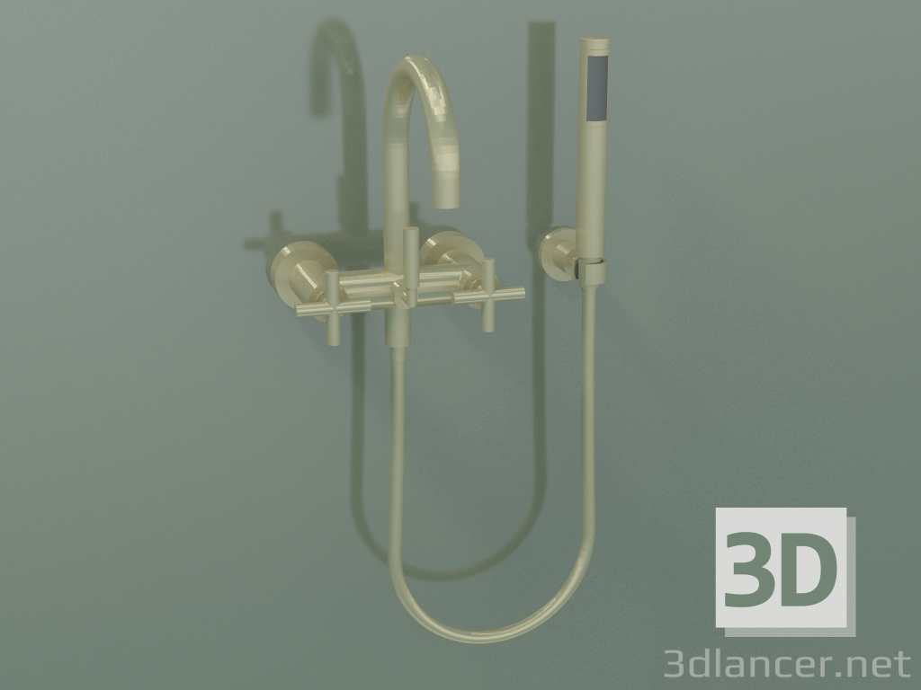 3d model Mezclador de bañera de pared con ducha de mano (25133892-28) - vista previa