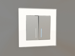 Interruptor de dois grupos com luz de fundo (prateado)