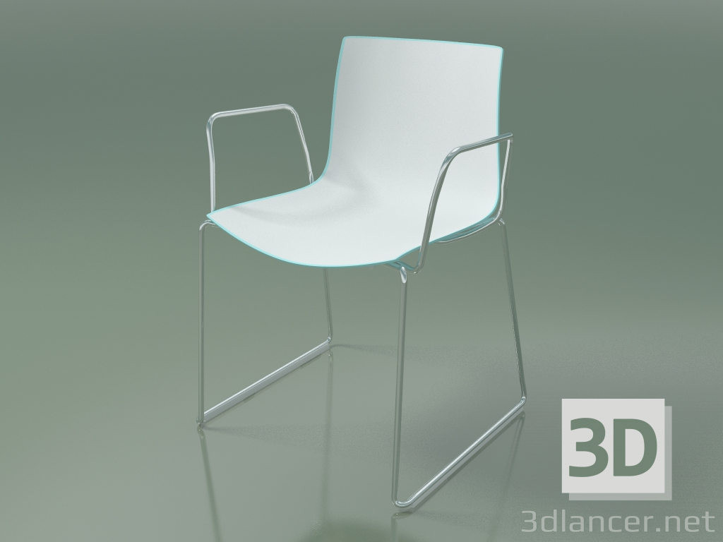 3d model Chair 0278 (on rails with armrests, two-tone polypropylene) - preview