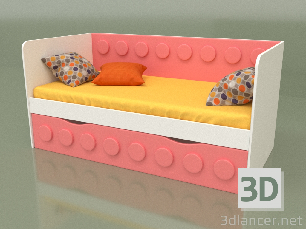 Modelo 3d Sofá-cama para crianças com 1 gaveta (Coral) - preview