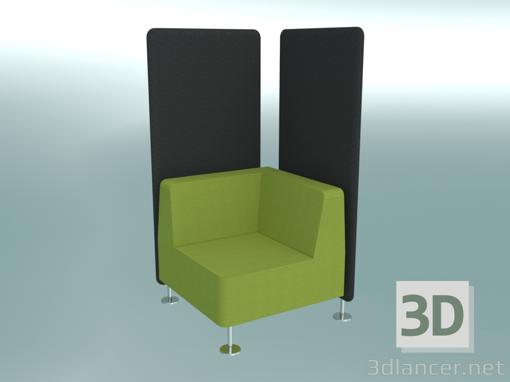 3 डी मॉडल कोने की कुर्सी, 2 विभाजन (32) से जुड़ती है - पूर्वावलोकन