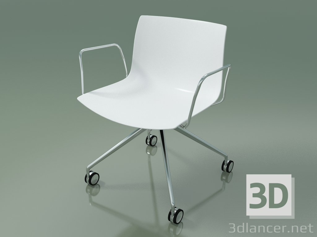 modèle 3D Chaise 2055 (4 roulettes, avec accoudoirs, LU1, polypropylène PO00401) - preview