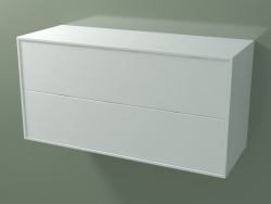 Double drawer (8AUDCA01, Glacier White C01, HPL P01, L 96, P 36, H 48 cm)