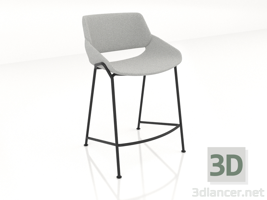 modello 3D Sgabello da bar con gambe basse - anteprima