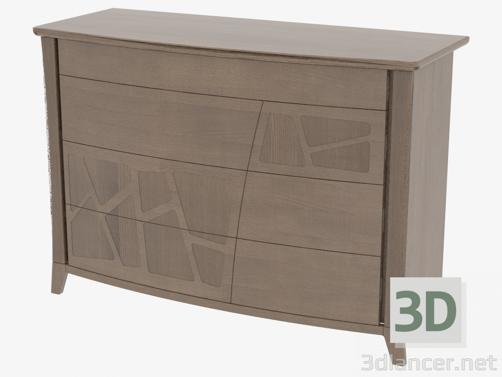 modèle 3D Commode à 4 tiroirs sur les jambes courbes COMONC - preview