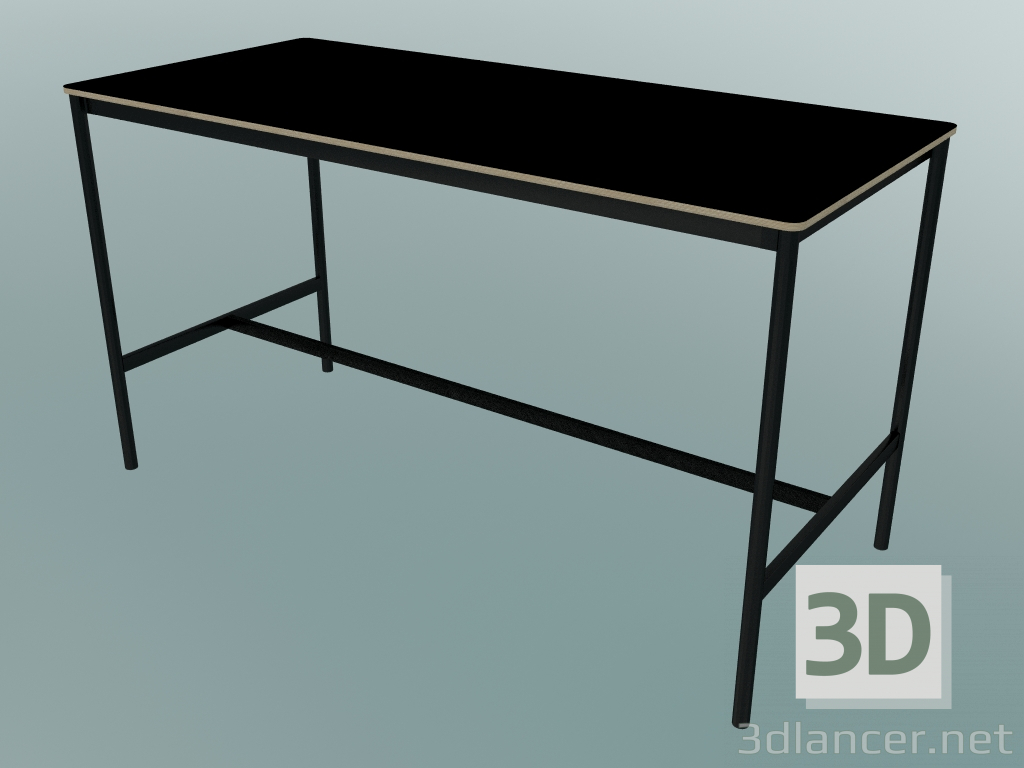 modello 3D Tavolo rettangolare Base alto 85x190x105 (nero, compensato, nero) - anteprima