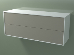 Double drawer (8AUECA01, Glacier White C01, HPL P04, L 120, P 36, H 48 cm)