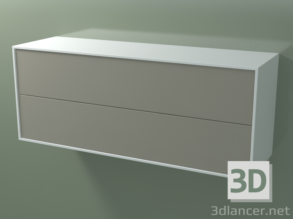 3D Modell Doppelschublade (8AUECA01, Gletscherweiß C01, HPL P04, L 120, P 36, H 48 cm) - Vorschau
