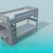 3d модель Двухярусная кровать с лестницей и партой – превью