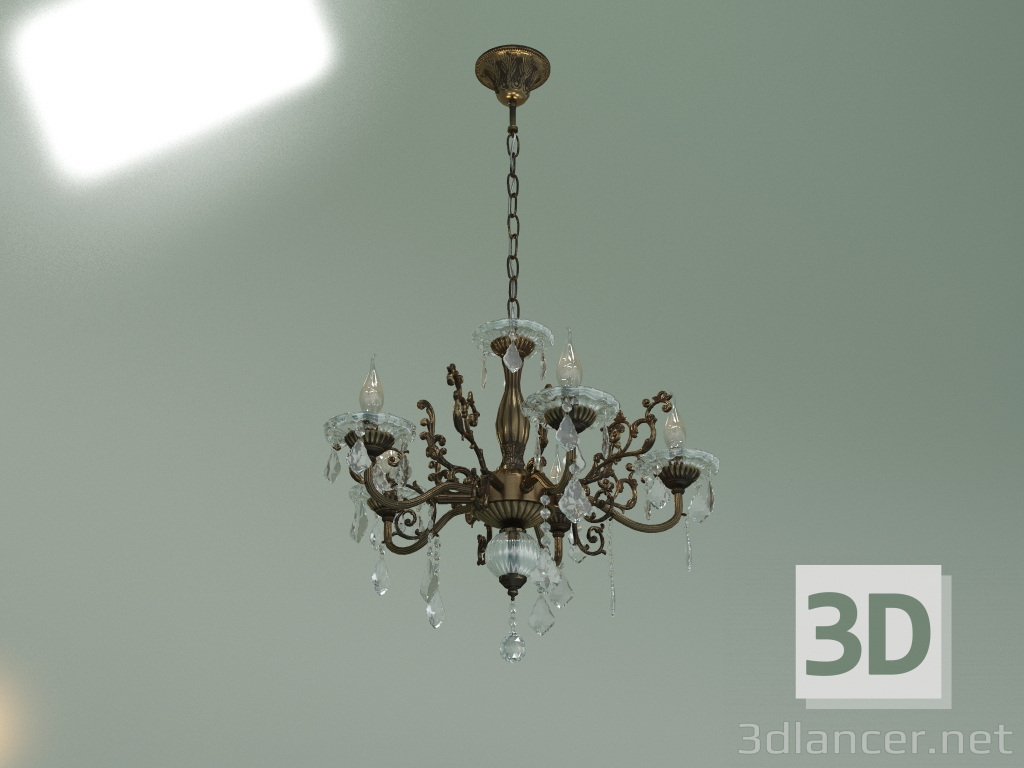 modello 3D Lampadario a sospensione 3281-5 (strotskis bronzo antico-cristallo trasparente) - anteprima