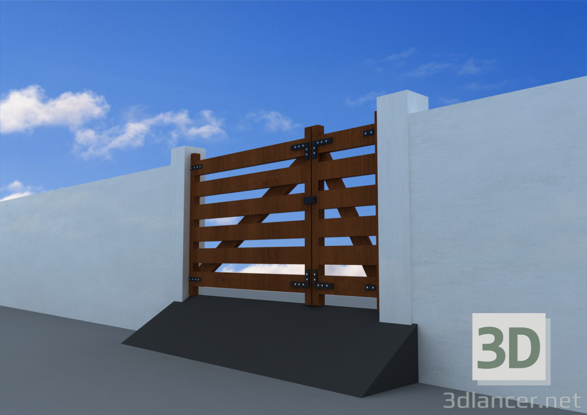 3d model Portón de madera - vista previa