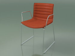 Sandalye 0280 (kolçaklı bir slaytta, deri döşemeli)