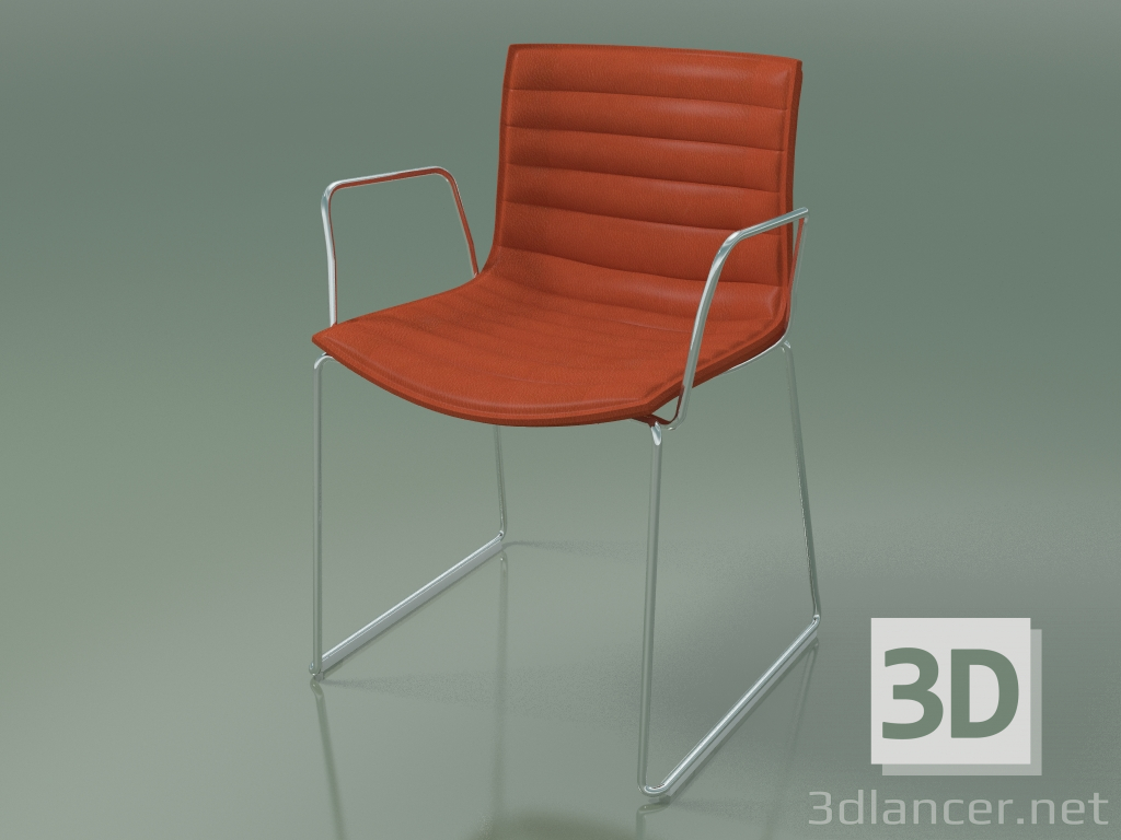 3d model Chair 0280 (on a slide with armrests, with leather upholstery) - preview