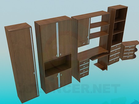 3D Modell Möbel-set für eine Studie - Vorschau