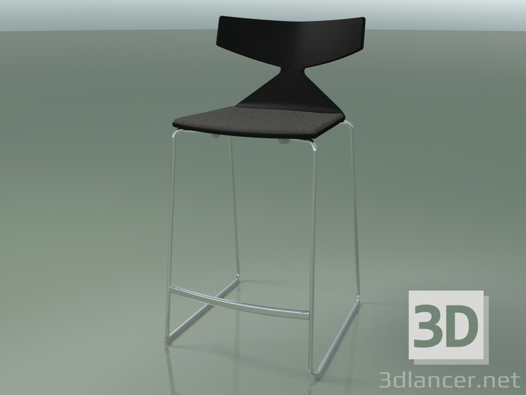 3d model Chair stackable bar 3712 (with pillow, Black, CRO) - preview