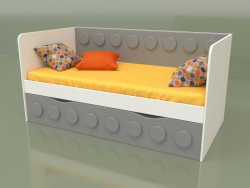Sofá cama para niños con 1 cajón (gris)