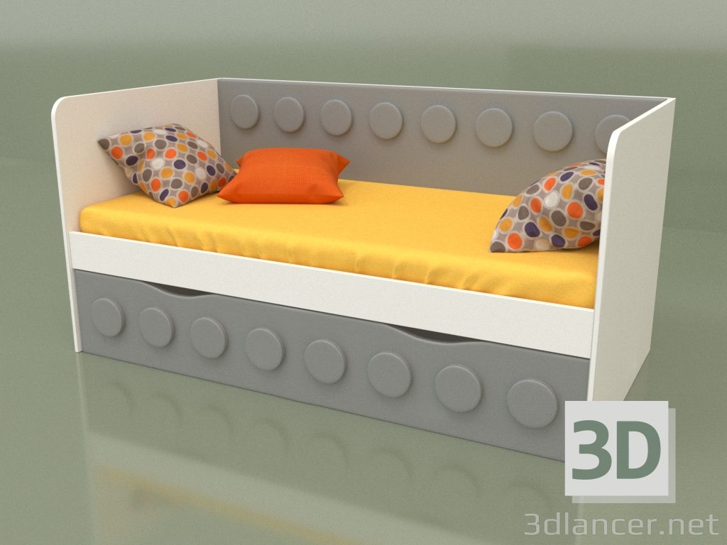 3 डी मॉडल 1 दराज वाले बच्चों के लिए सोफा बेड (ग्रे) - पूर्वावलोकन