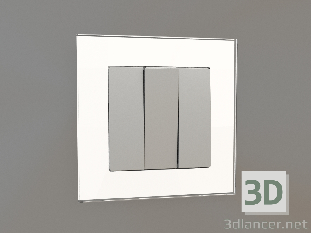 3d model Three-gang switch (silver) - preview