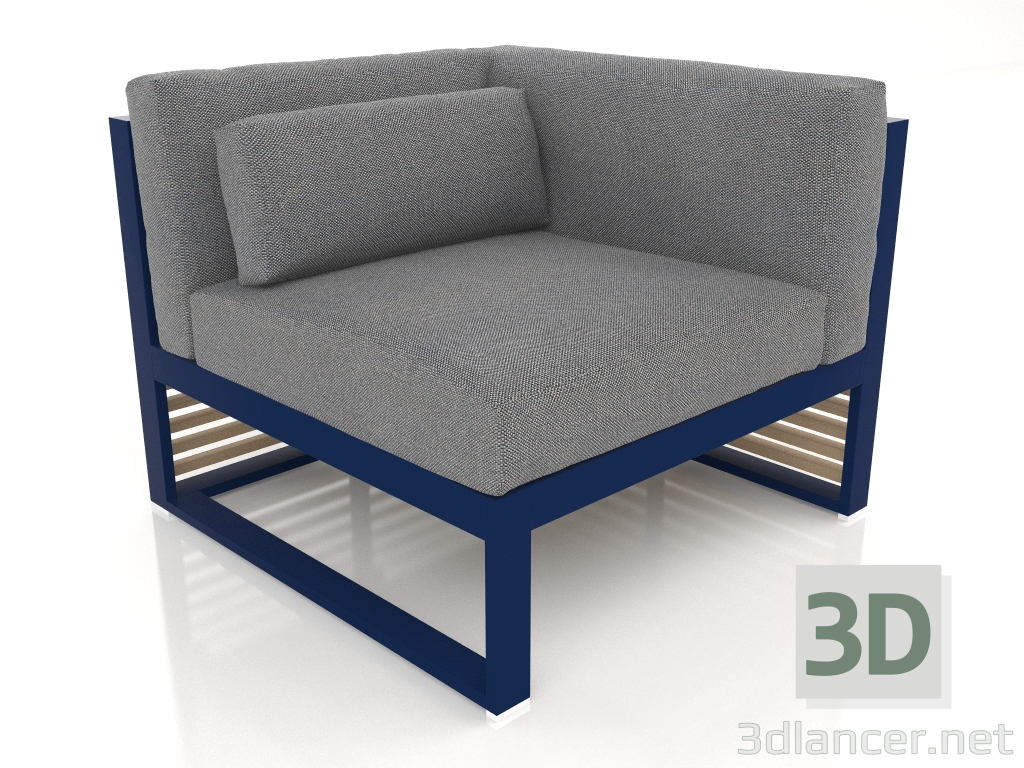 modèle 3D Canapé modulable section 6 droite (Bleu nuit) - preview