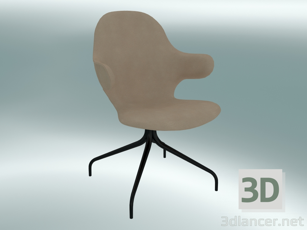 Modelo 3d Prendedor de cadeira giratória (JH2, 58x58 N 90cm, aço com revestimento em pó preto, Couro - Anilina - preview