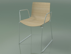 Chair 0378 (on rails with armrests, without upholstery, bleached oak)