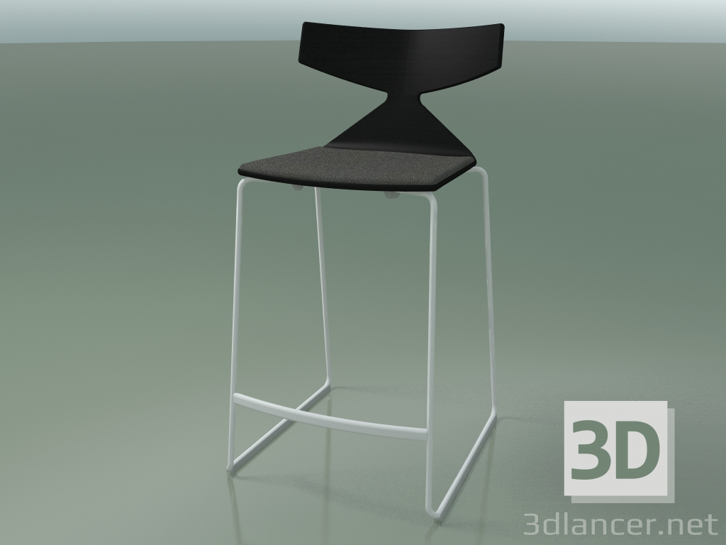 3d model Stackable Bar Stool 3712 (with cushion, Black, V12) - preview