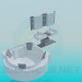 3d модель Кругла ванна-джакузі і подвійний умивальник – превью