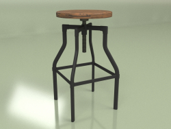 Bar stool Machinist (black, solid ash)