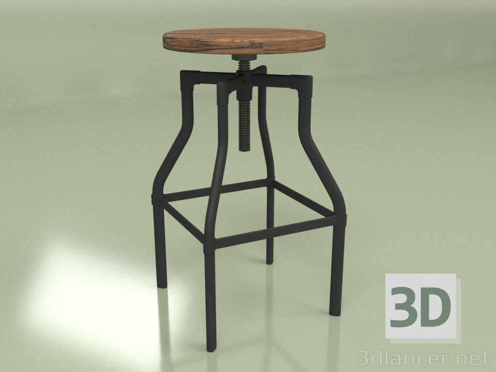 3D Modell Barhocker Maschinist (schwarz, Esche massiv) - Vorschau