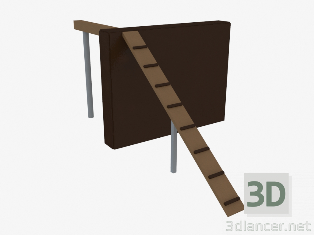 3D modeli Engel kursu (eğimli tahtasında çit) (7829) - önizleme