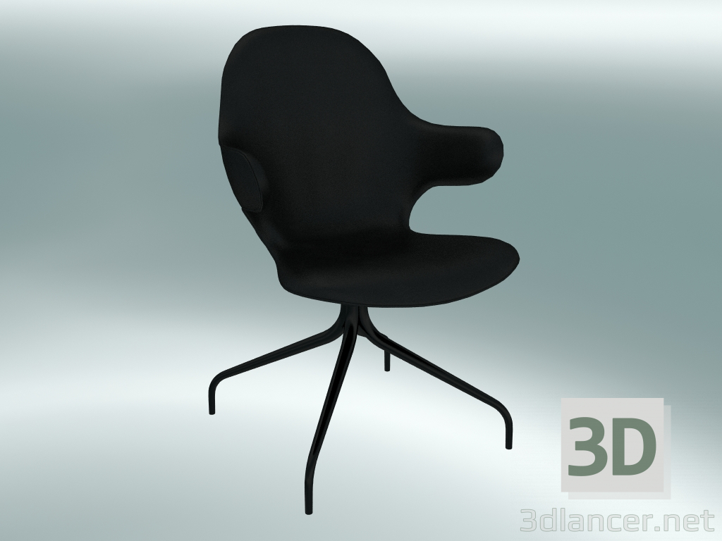 3D modeli Döner Sandalye Yakalama (JH2, 58x58 N 90cm, Siyah toz boyalı çelik, Deri - Siyah İpek) - önizleme