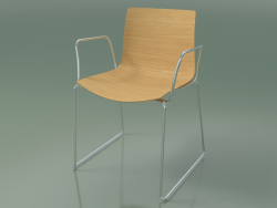 Sandalye 0378 (kolçaklı raylarda, döşemesiz, doğal meşe)