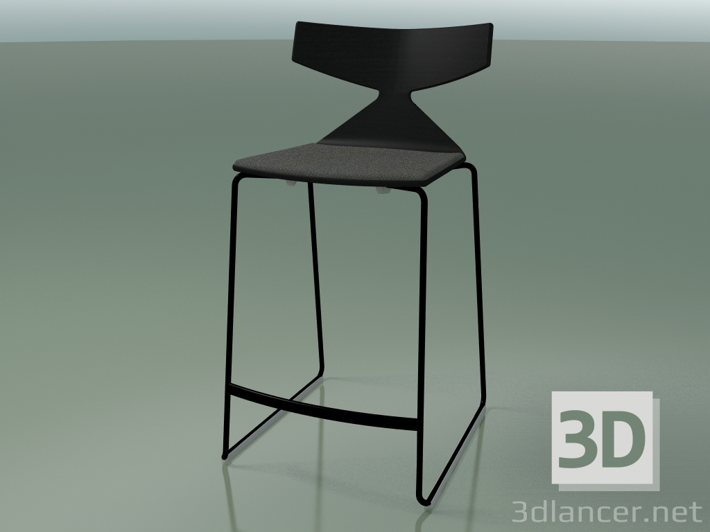 3d model Stackable Bar Stool 3712 (with cushion, Black, V39) - preview