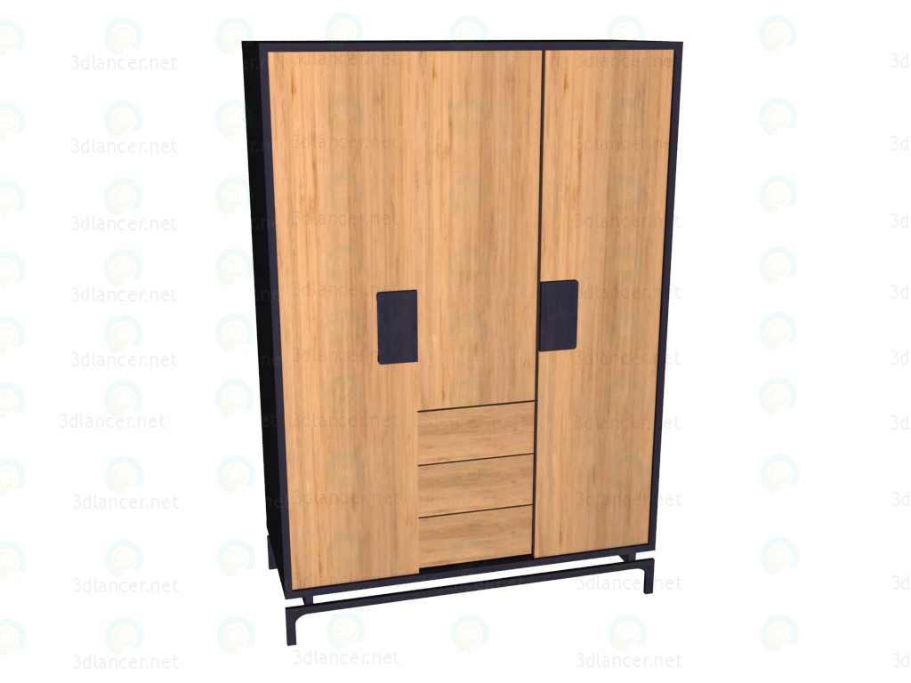 3d model Wardrobe 3-door - preview