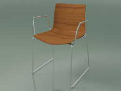 Chair 0378 (on rails with armrests, without upholstery, teak effect)