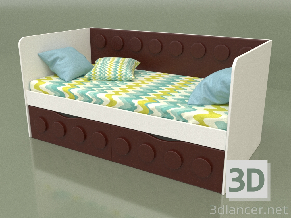 3D Modell Schlafsofa für Kinder mit 2 Schubladen (Arabika) - Vorschau