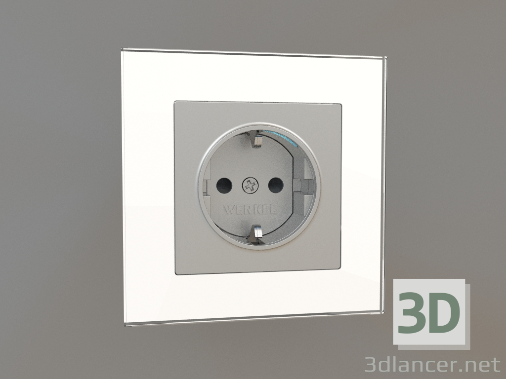 3d model Socket with grounding, shutters and lighting (silver) - preview