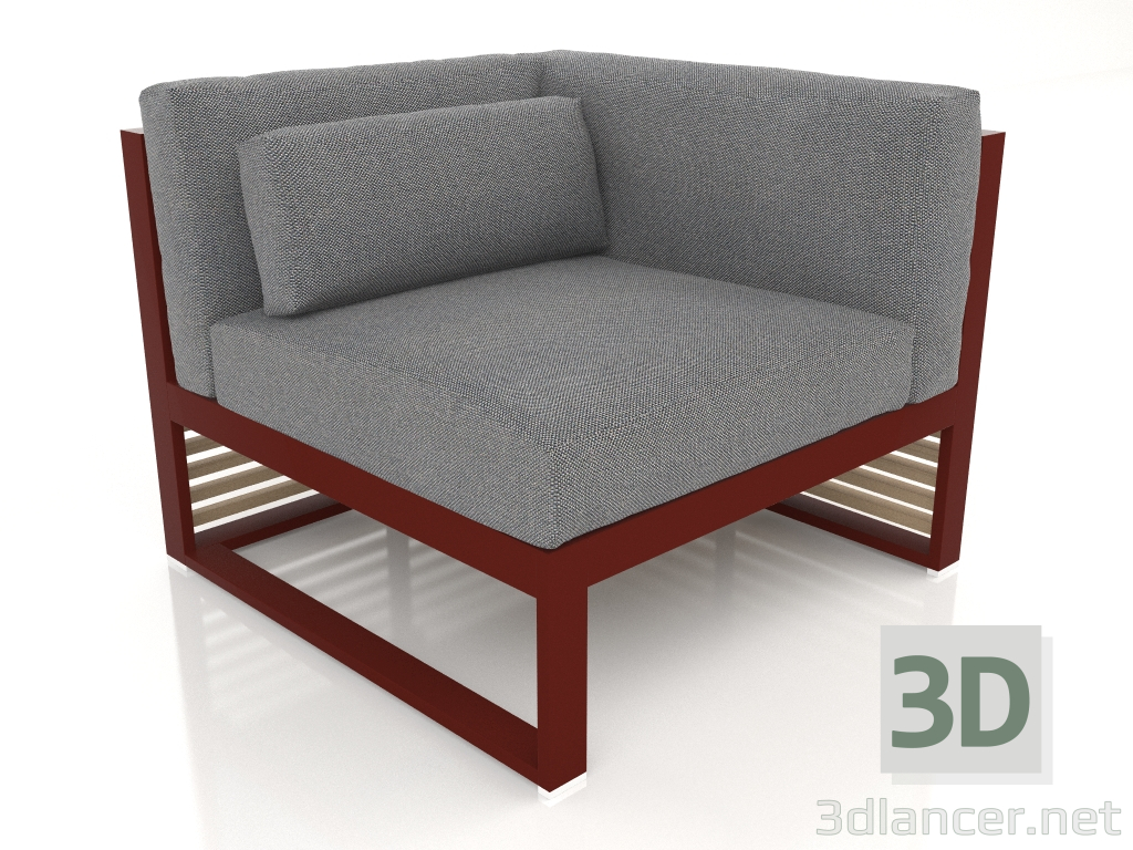 3D modeli Modüler kanepe, bölüm 6 sağ (Şarap kırmızısı) - önizleme