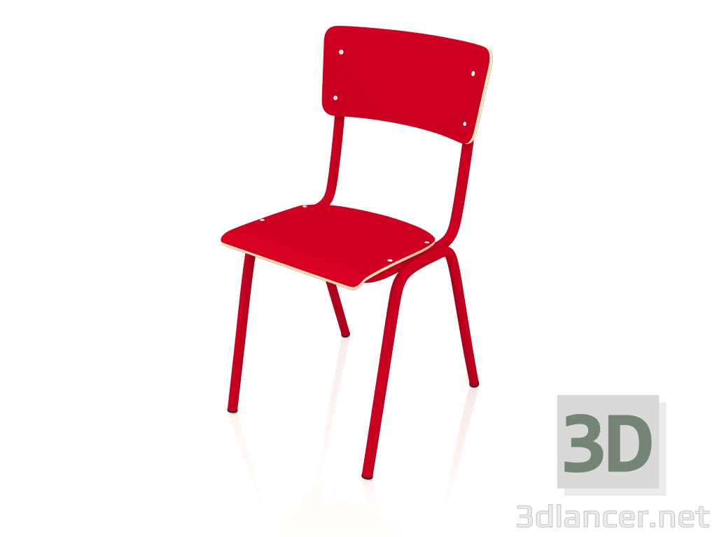 modèle 3D Chaise Rentrée Scolaire HPL (Rouge) - preview