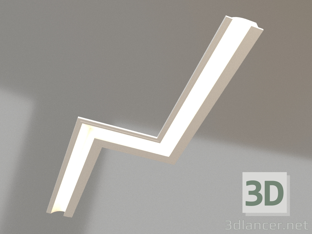 3d model Lámpara de techo empotrable de escayola LINE 003 (203x52) potencia lumínica 100 mm - vista previa