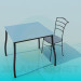 3d model Square table with stool - preview
