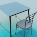 modèle 3D Table carrée avec tabouret - preview