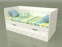 Sofá cama para niños con 2 cajones (Blanco)